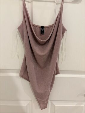 Windsor Rose Mauve Shimmer Cowl Neck Bodysuit